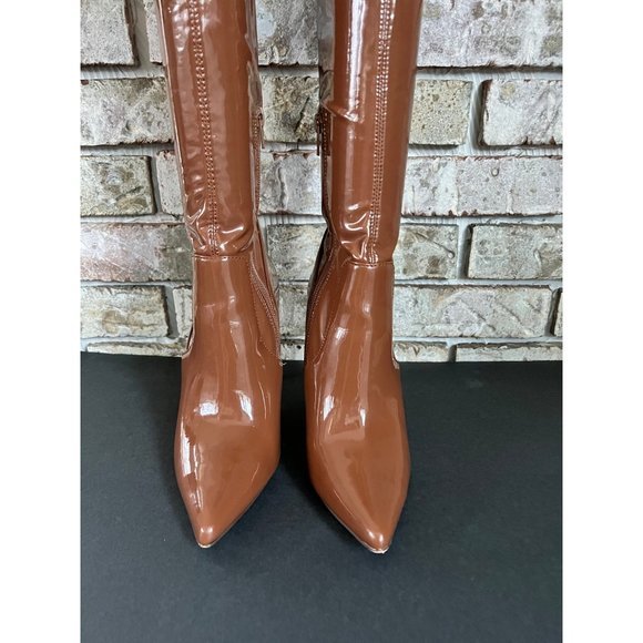 STEVE MADDEN Victorinikto brown patent thigh high boots size 7 - Picture 7 of 11